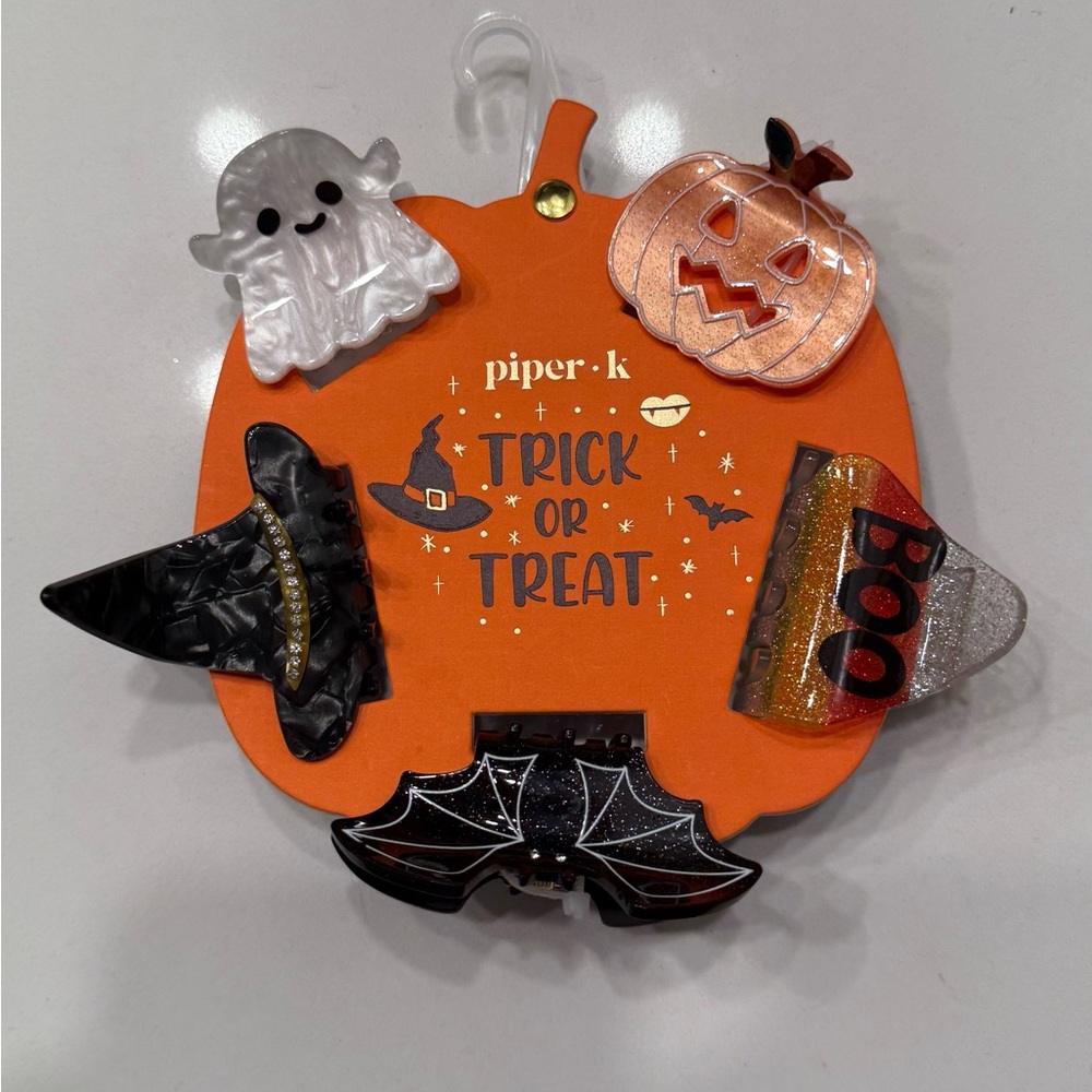 Piper K Halloween Hair Clip Set - Black, Orange, Silver